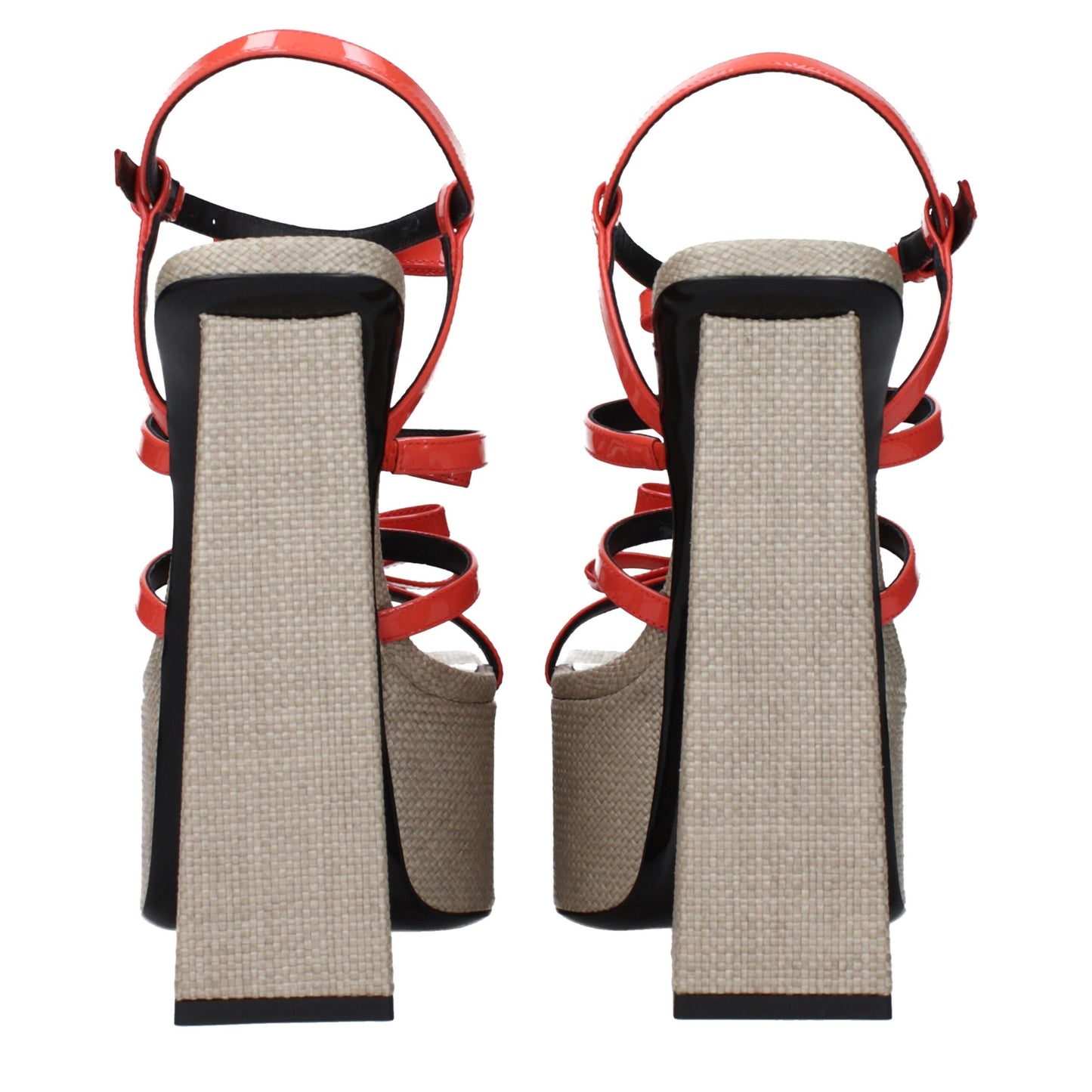 Orange Leather Platform Sandals