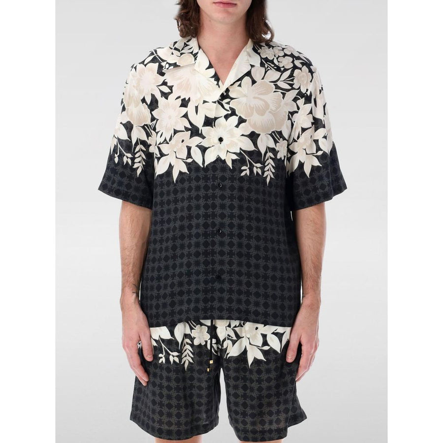 Black Silk Pattern Shirt