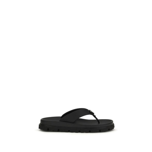 Black Rubber Flip-Flop Sandals