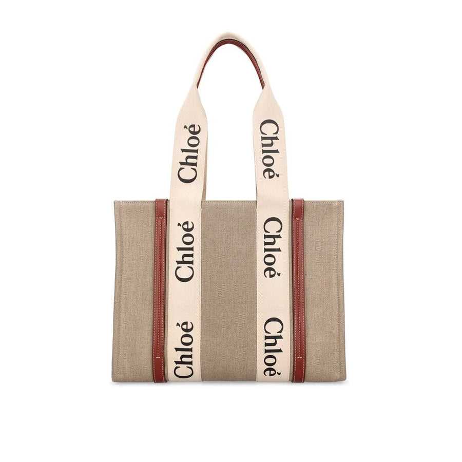 Beige Linen Tote Bag