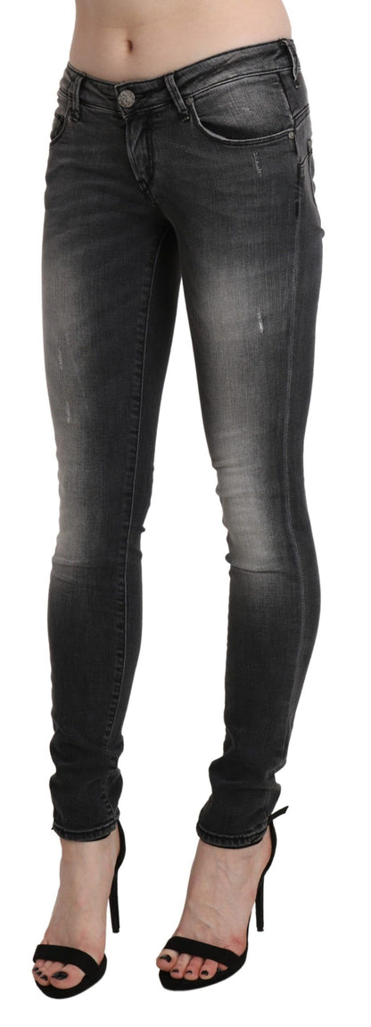 Black Gray Washed Skinny Trouser Cotton Jeans