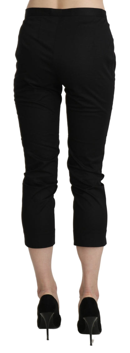 Black High Waist Skinny Cropped Dress Trouser Pants
