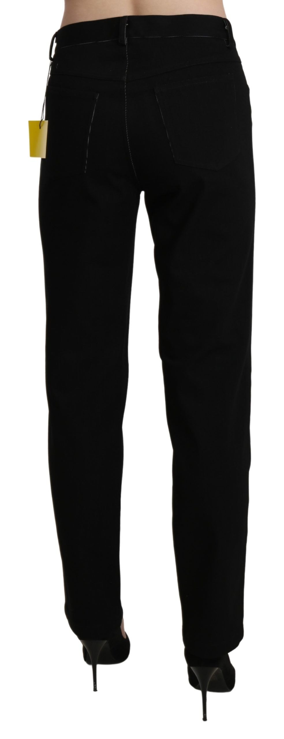 Black High Waist Straight Casual Trouser Pant