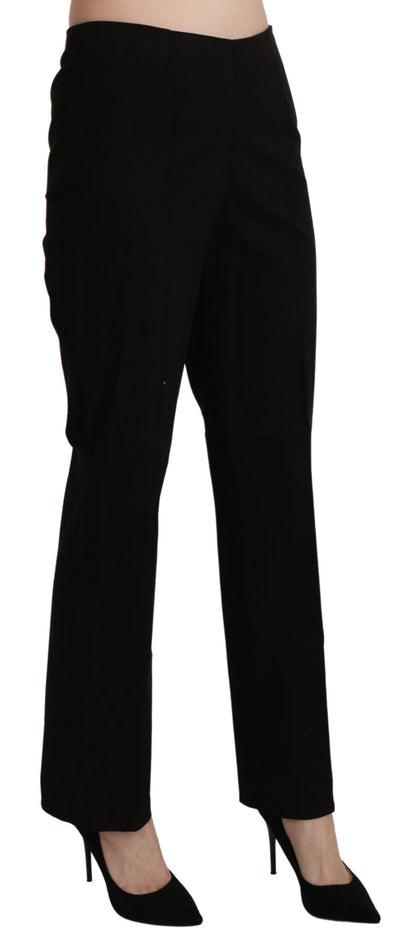 Black High Waist Straight Dress Trouser Pant