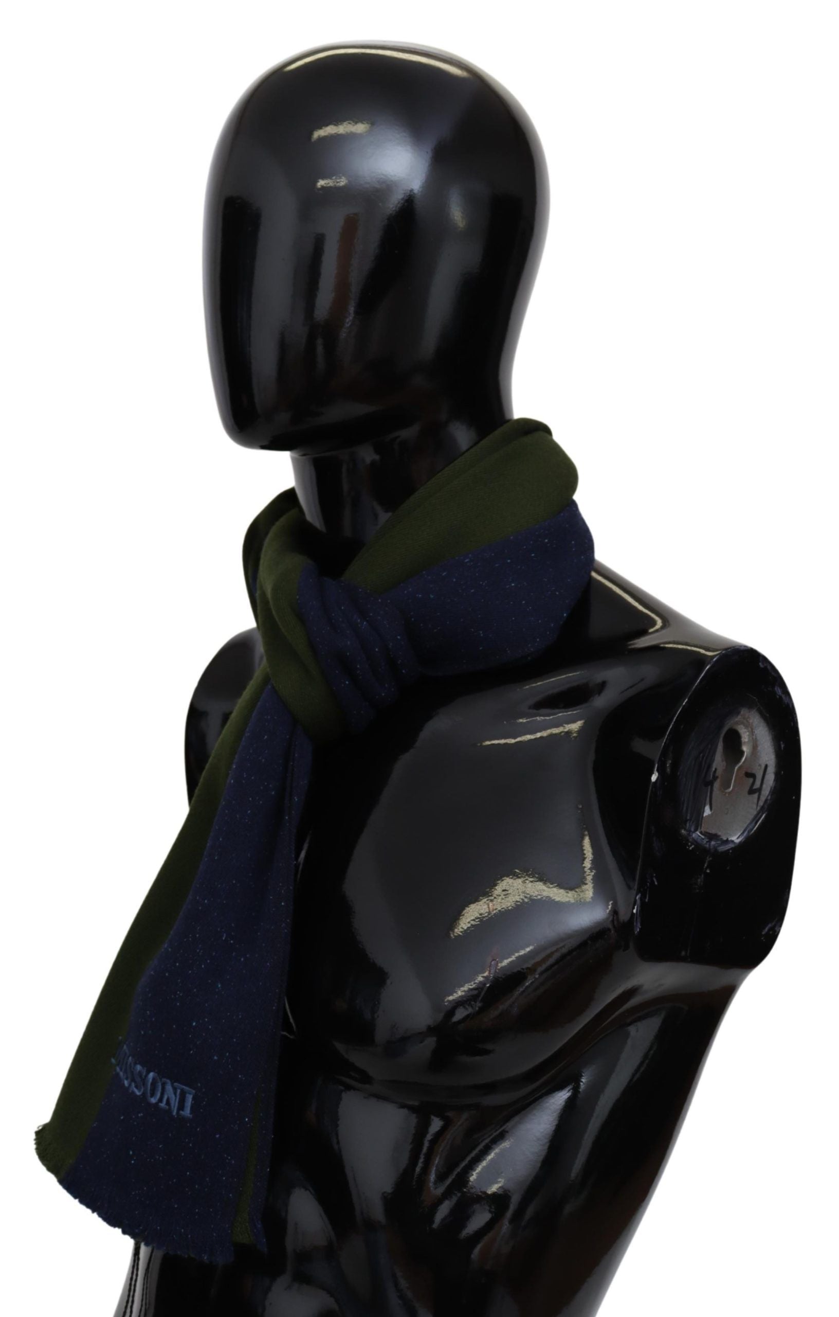 Green Striped Wool Unisex Neck Wrap Shawl Blue