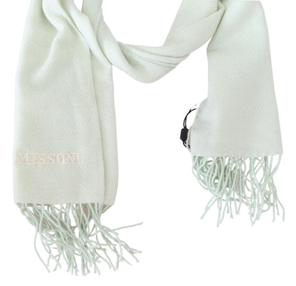 Light Green Pattern Cashmere Unisex Wrap Fringes Scarf