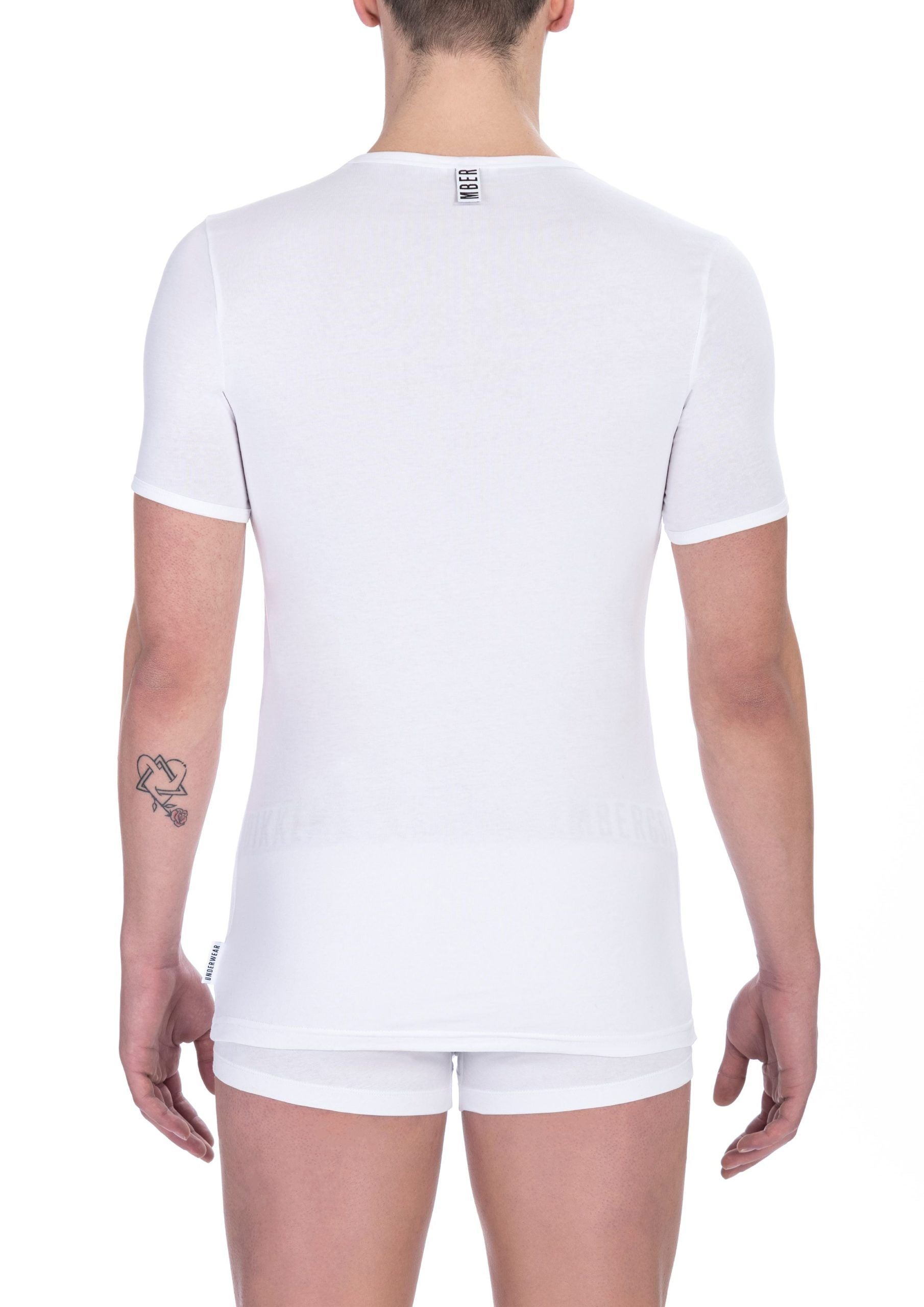 White Cotton Men's V-Neck T-Shirt