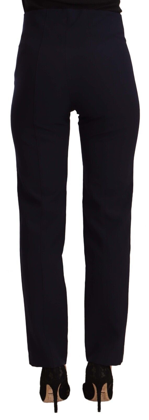 Black High Waist Polyester Women Straight Pants