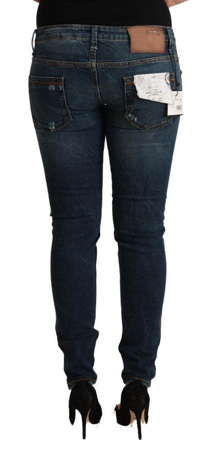 Blue Washed Low Waist Slim Fit Denim Jeans