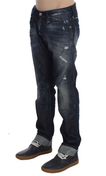 Blue Cotton Regular Straight Fit Jeans