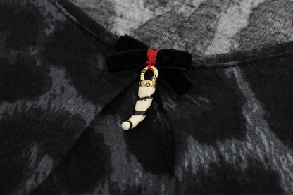 Gray Leopard Modal T-Shirt Blouse Top