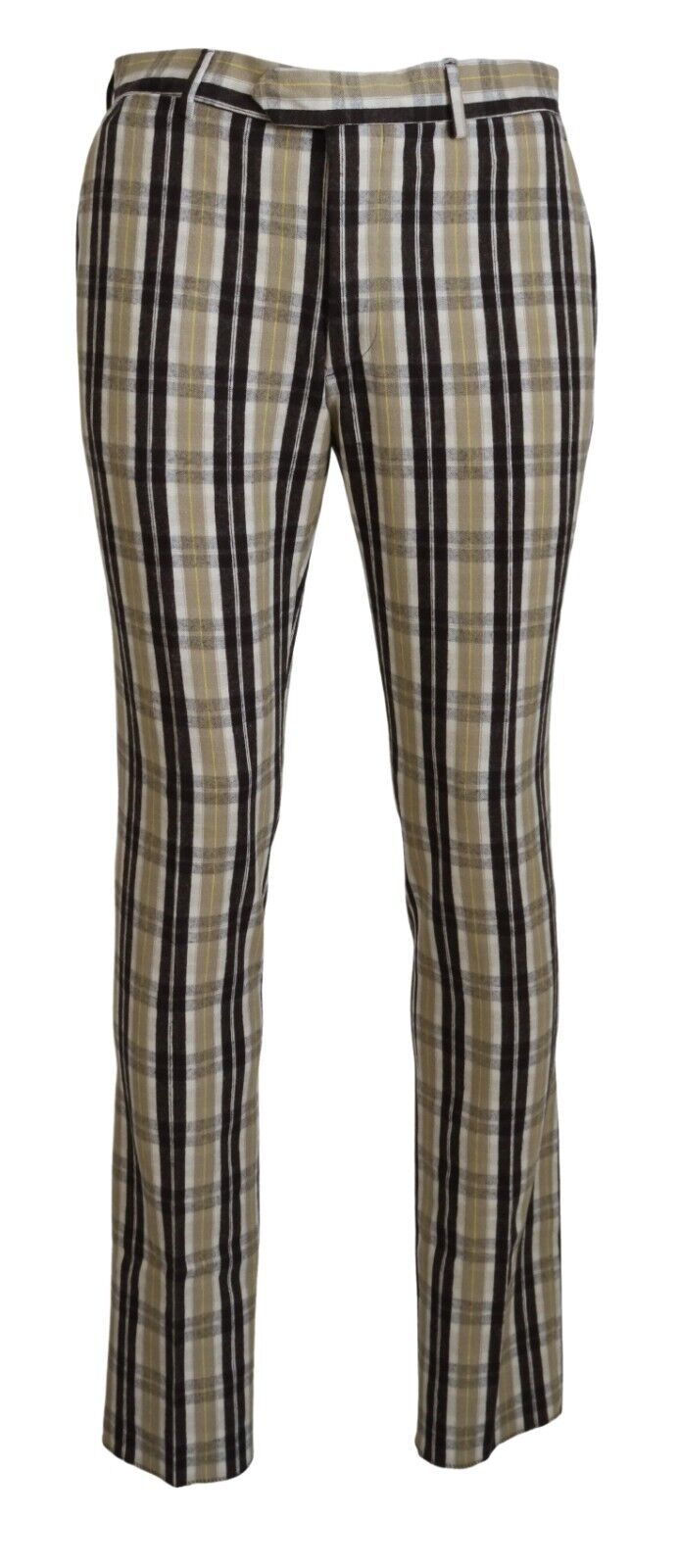 Multicolor Checkered Cotton Straight Fit Men Pants