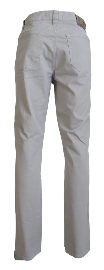 Gray Cotton Tapered Men Casual Pants