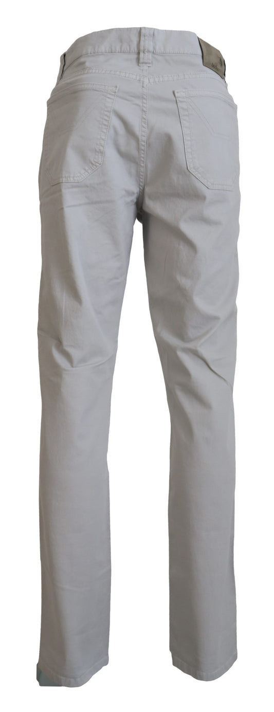 Gray Cotton Tapered Men Casual Pants