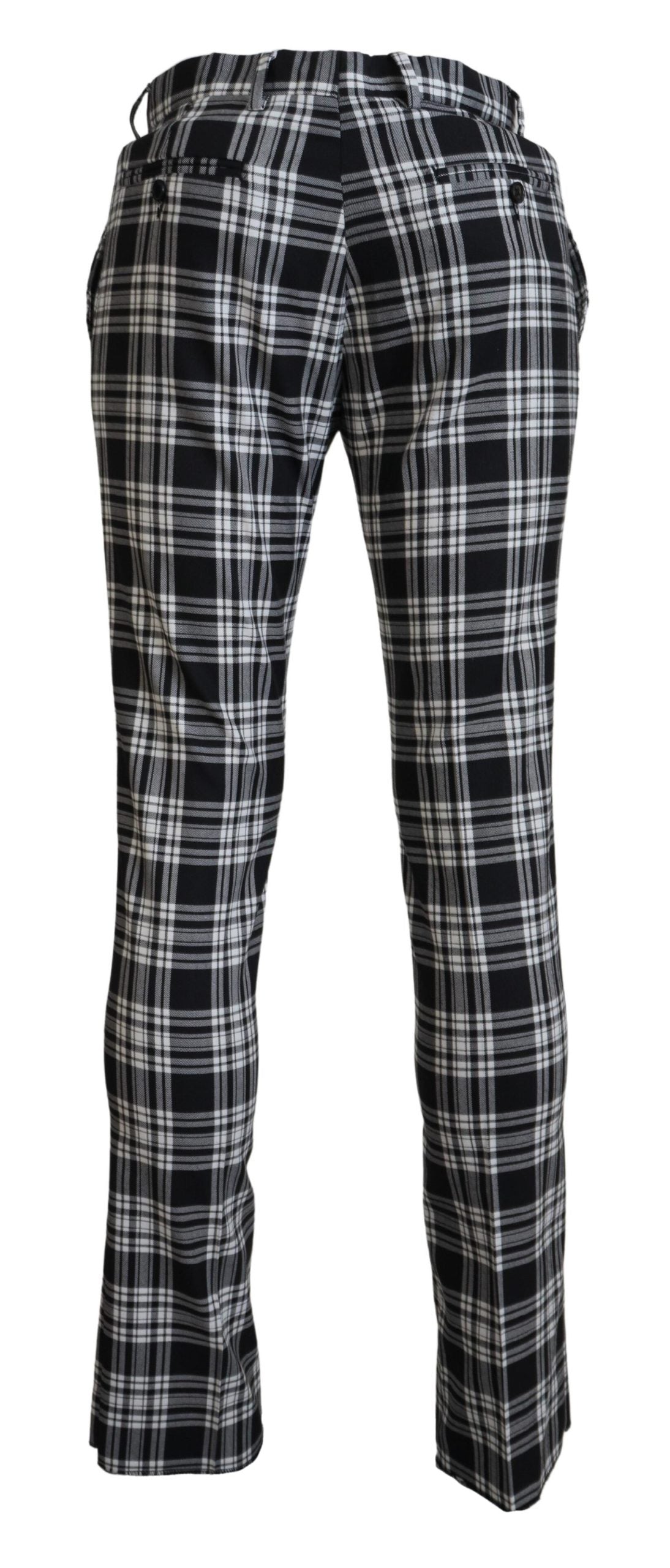Black Checkered Cotton Men Casual Pants
