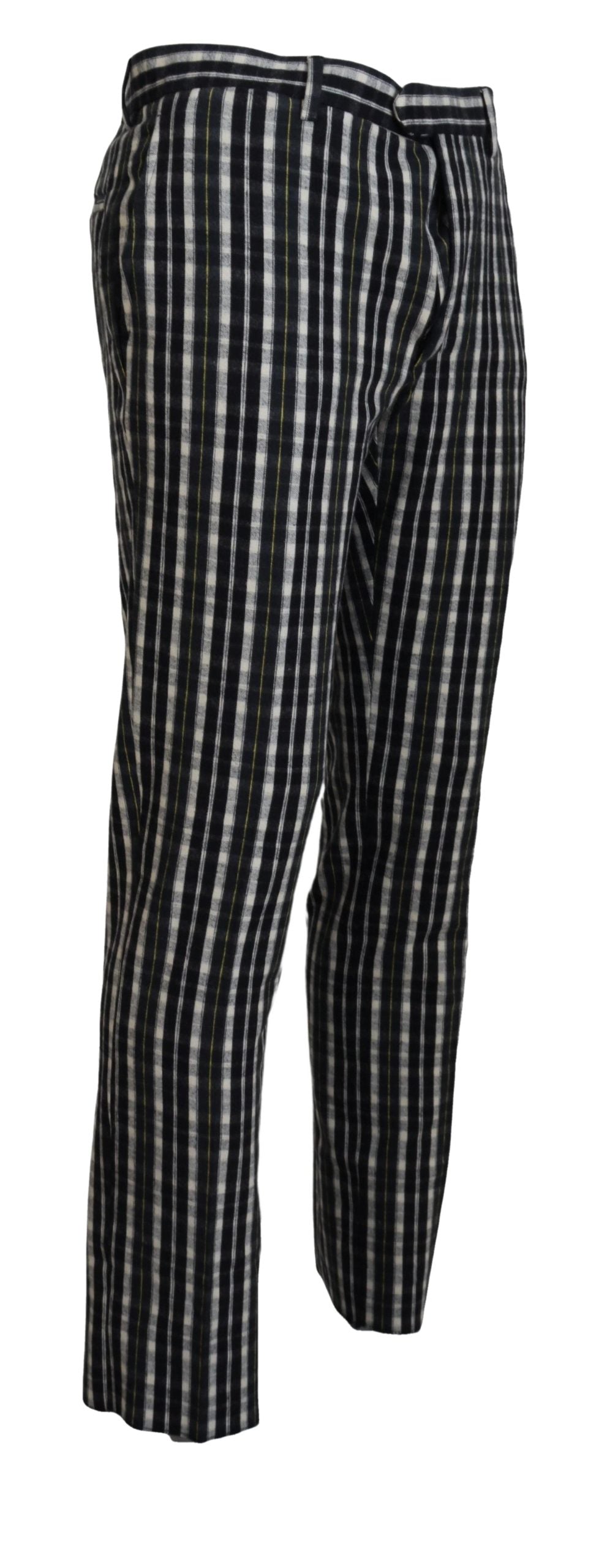 Black Checkered Cotton Casual Pants