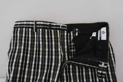 Black Checkered Cotton Casual Pants