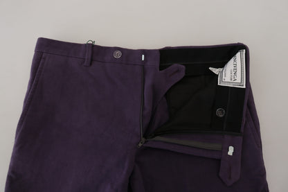 Purple Pure Cotton Tapered Mens Pants