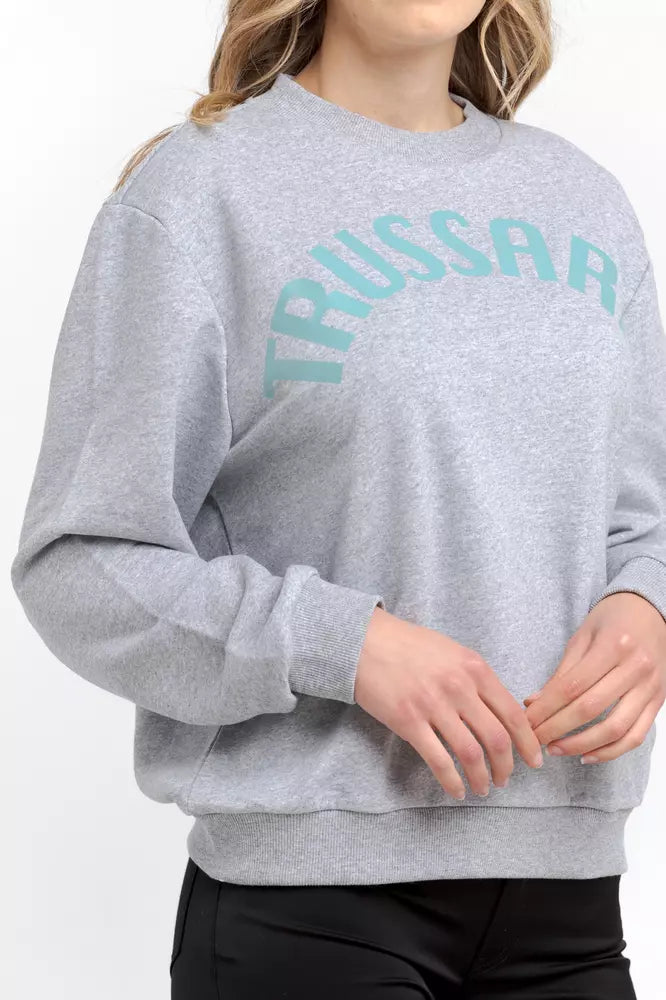 Gray Cotton Women Sweatshirt
