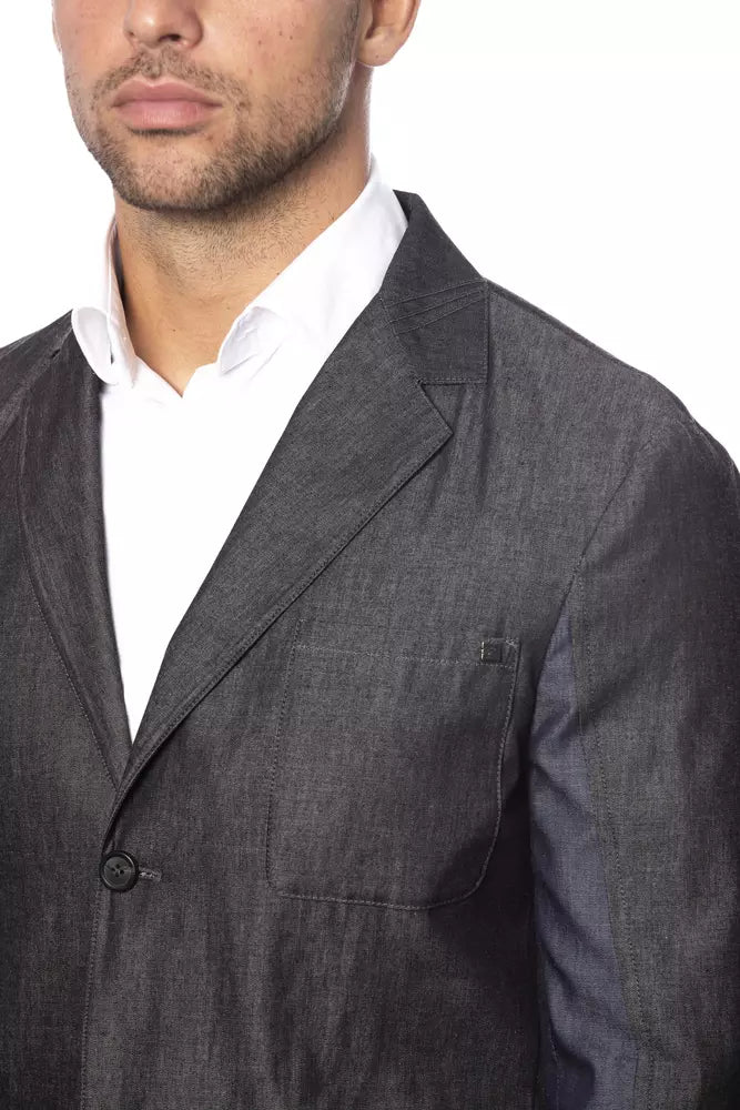 Gray Cotton Men's Blazer