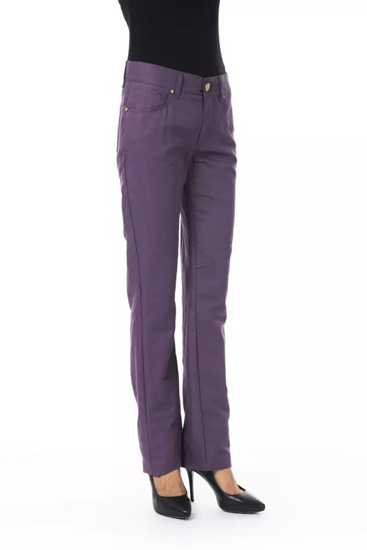 Purple Cotton Women's Pants