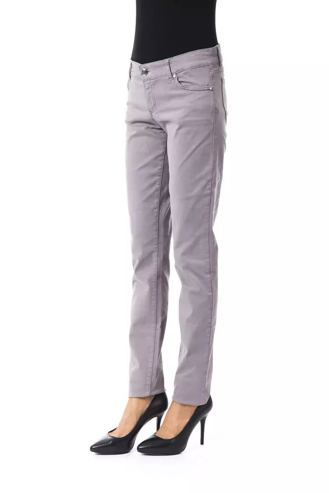 Gray Cotton Women Jeans