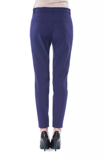 Blue Polyester Women's Slim Fit Pant