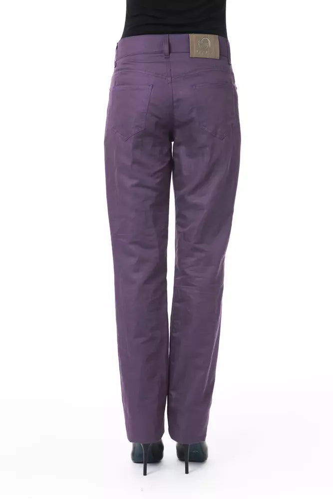 Purple Cotton Women's Pants