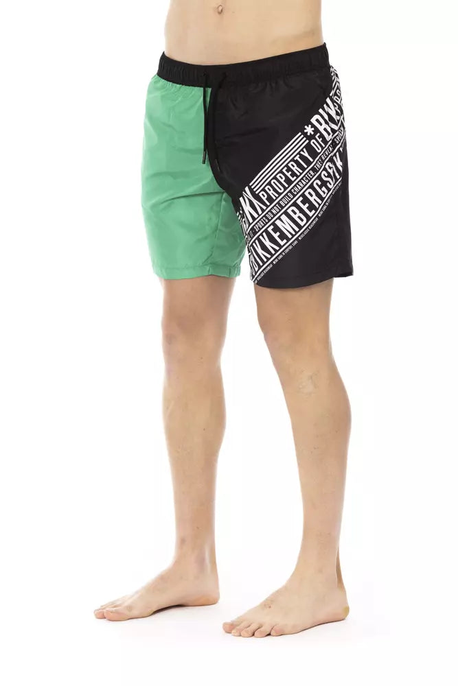 Green Polyester Men's Swim Short