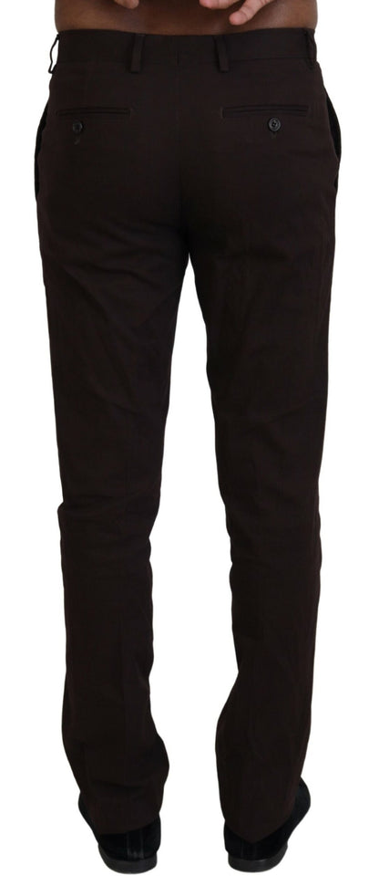 Brown Cotton Tapered Formal Men Pants