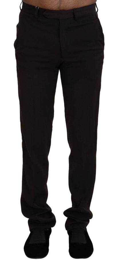 Brown Straight Fit Formal Men Pants
