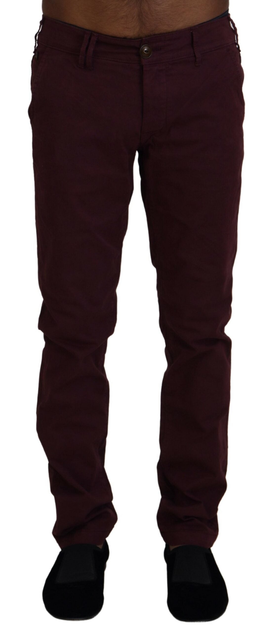 Maroon Cotton Stretch Skinny Casual Men Pants