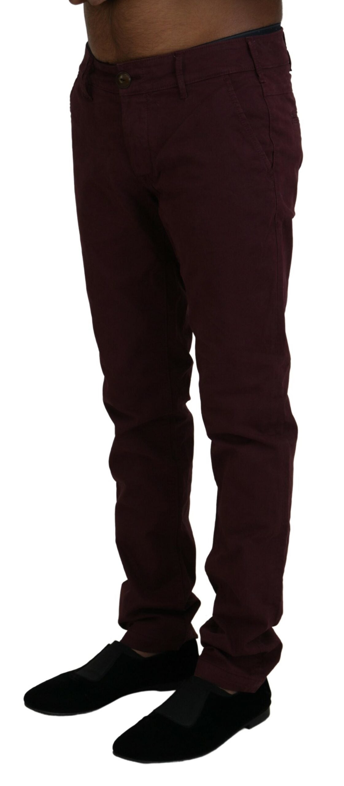 Maroon Cotton Stretch Skinny Casual Men Pants