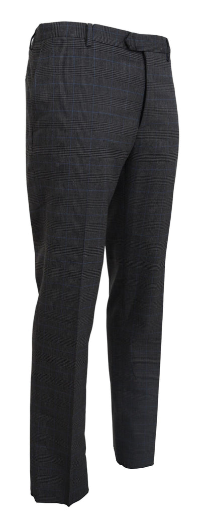 Gray Checkered Wool Dress Formal Pants