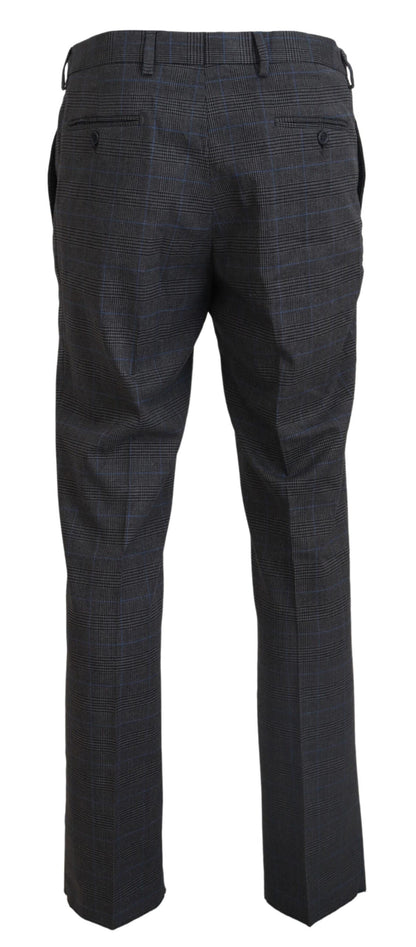 Gray Checkered Wool Dress Formal Pants