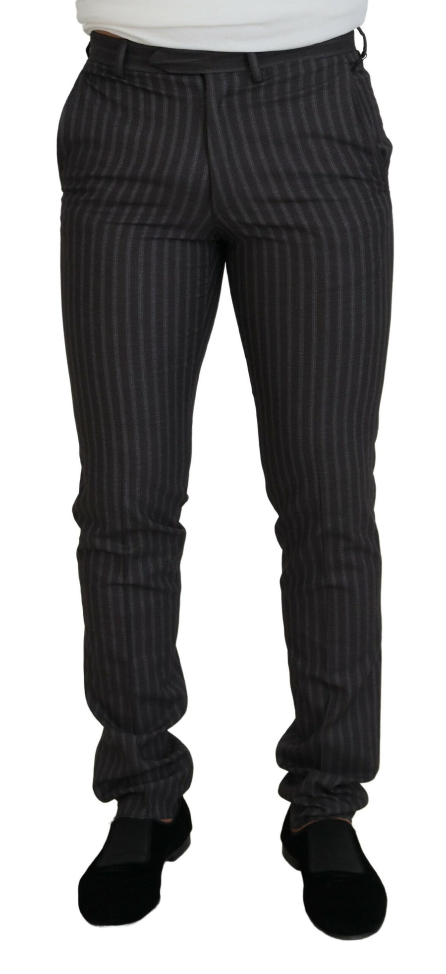 Brown Stripes Slim Fit Men Pants