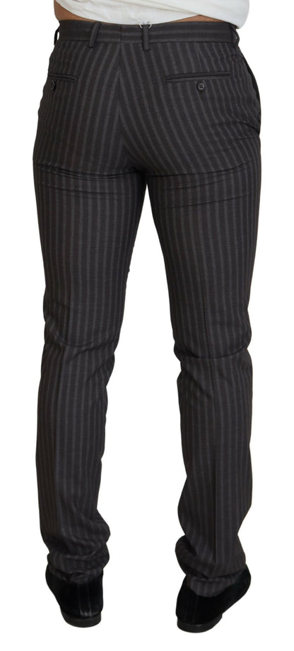 Brown Stripes Slim Fit Men Pants