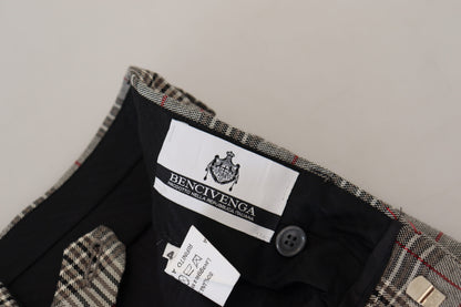 Gray Checkered Skinny Men Pants