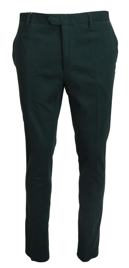 Dark Green Cotton Skinny Men Pants