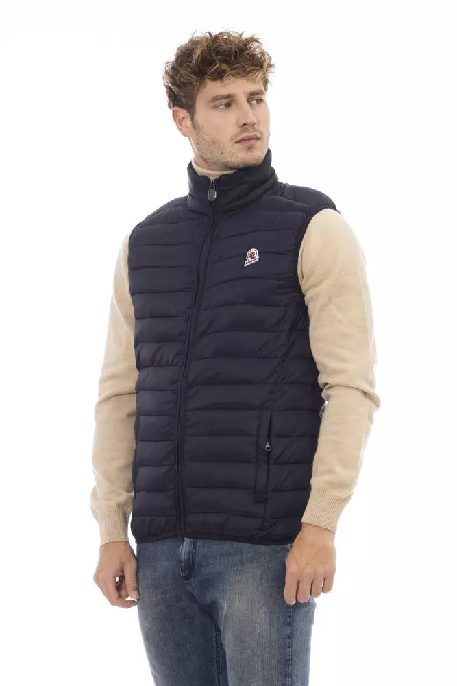 Blue Polyamide Men's Quilted Vest