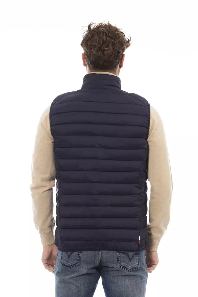 Blue Polyamide Men's Quilted Vest