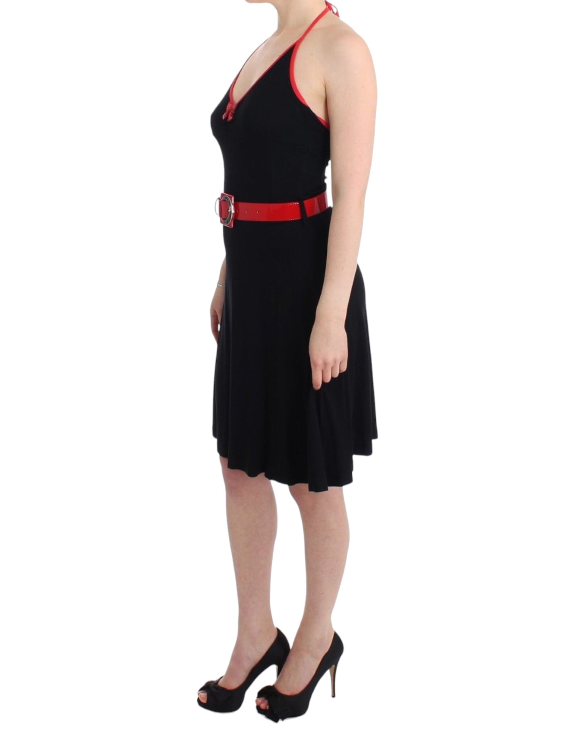 Black belted palladio dress
