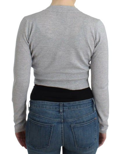 Gray cropped wool cardigan