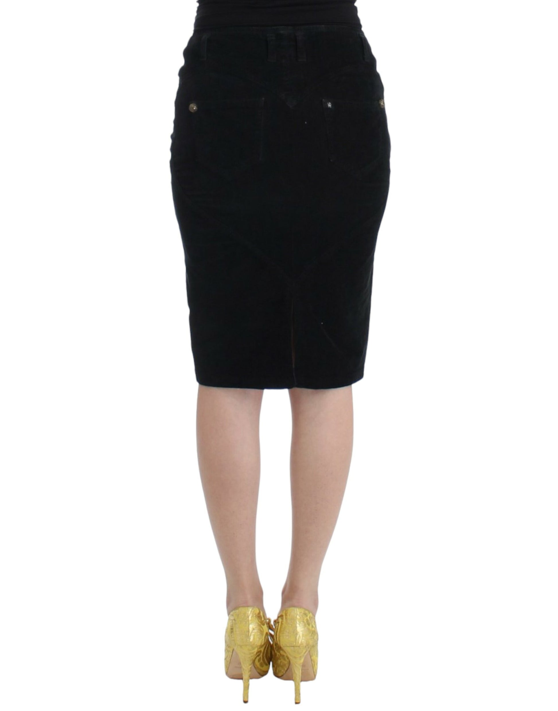 Black Corduroy Pencil Skirt