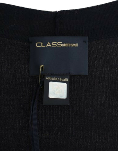 Blue cropped wool cardigan