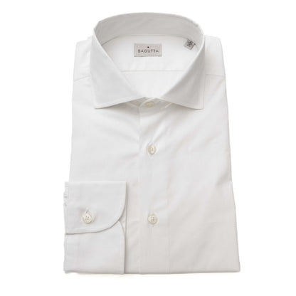 White Cotton Men's Shirt Slim Fit With French Collar