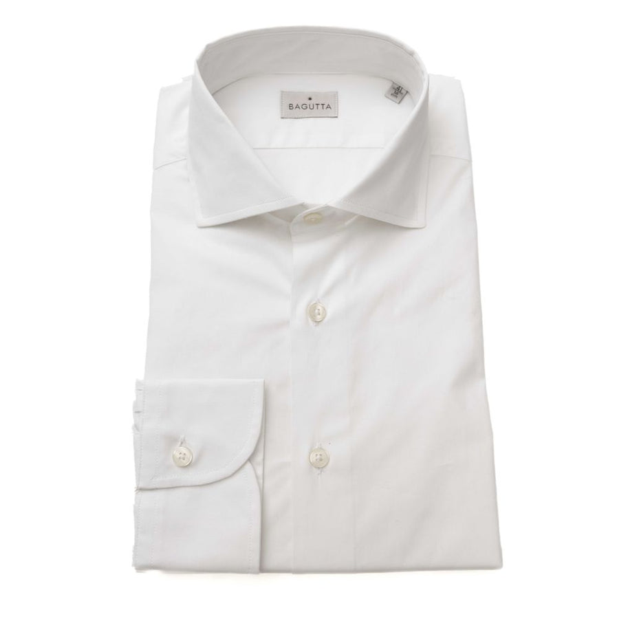 White Cotton Men's Shirt Slim Fit With French Collar