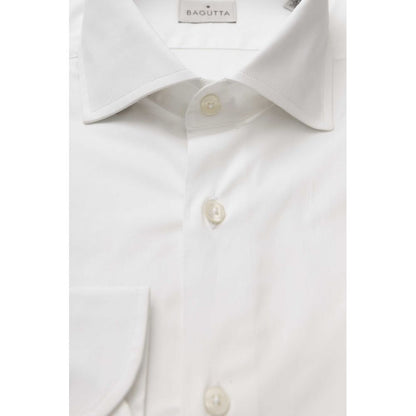 White Cotton Men's Shirt Slim Fit With French Collar