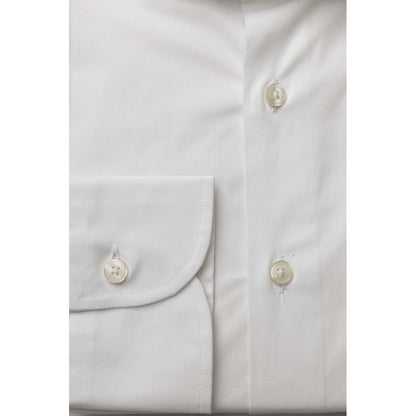 White Cotton Men's Shirt Slim Fit With French Collar