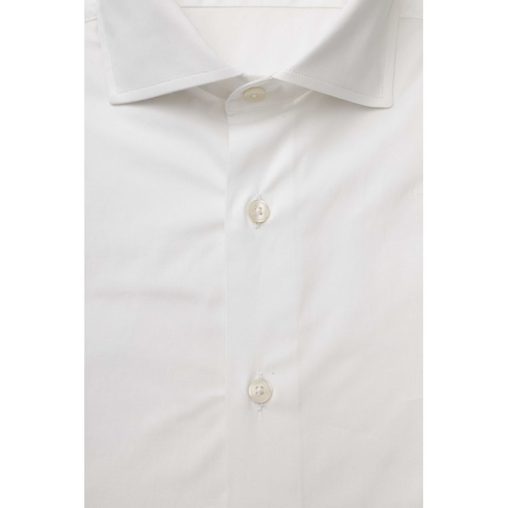 White Cotton Men's Shirt Slim Fit With French Collar